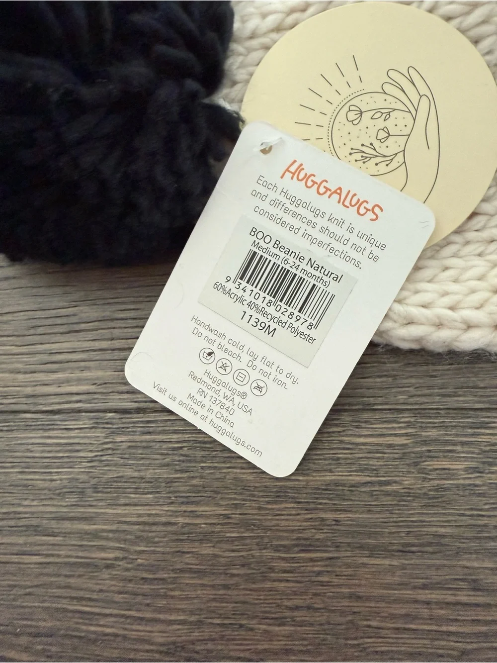 BOO Knit Pom Beanie. NWT